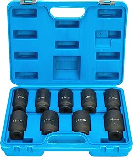 8MILELAKE Deep Impact Sockets Set 1/2 inch Deluxe Axle Nut 9pcs Front and Back Wheel Driver Sockets 29mm-38mm