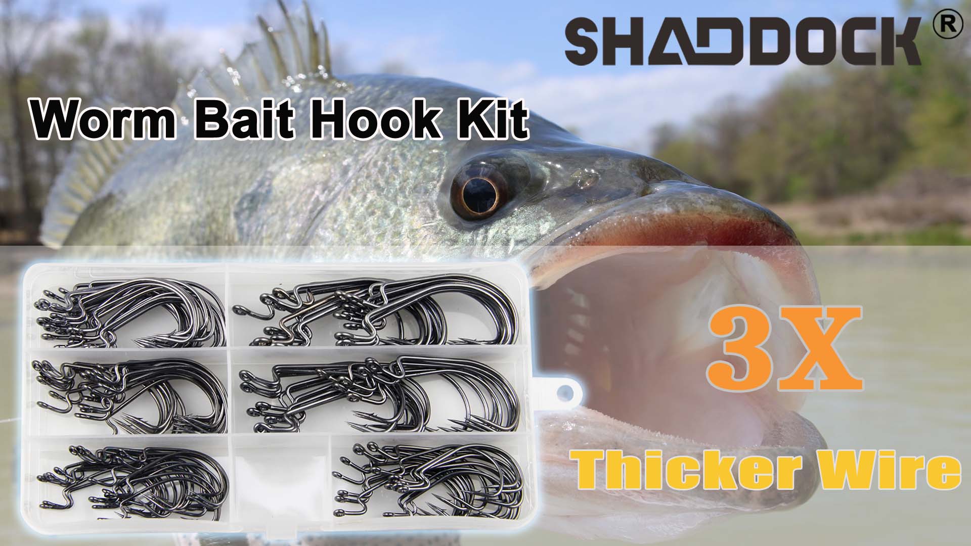 Shaddock Fishing Offset Worm Hooks for Bass Saltwater Freshwater, 120pcs