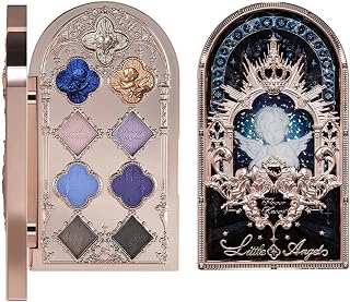 Flower Knows Little Angel 9-Color Halloween Eyeshadow Palette with 6 Matte+3 Shimmer Blue Shades,Long-lasting,Easy-to-apply & Highly Pigmented Goth Eye Shadow(02 Weeping Angel,0.37 Oz)