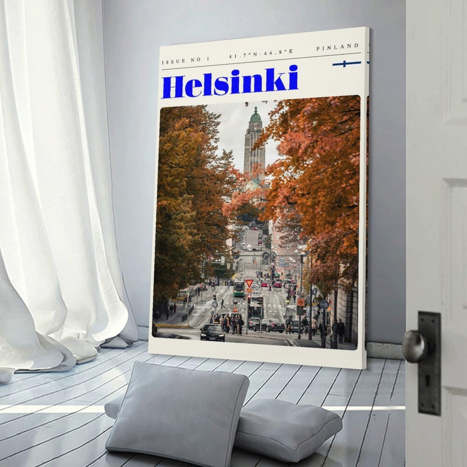 Junmoney Helsinki Finland Travel Art Canvas Wall Picture, 24x36inch(60x90cm), for Wall Displays, Bedrooms Or Room Updates, Wall Decor Suited to Curated Displays