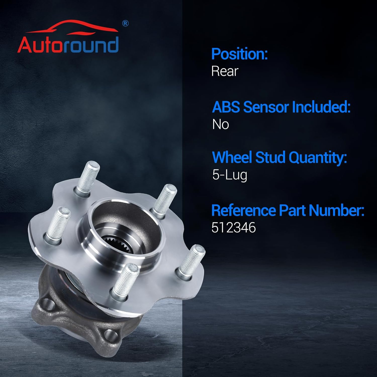 Autoround Pair 512346 Rear Wheel Hub and Bearing Assembly Compatible with 2003-2007 Infiniti G35, 2003-2009 Nissan 350Z, Non- ABS