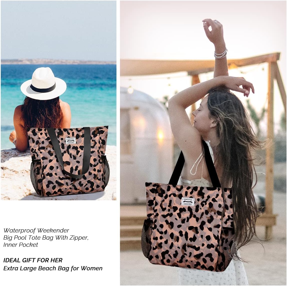 Buringer Large Waterproof Beach Bag for Women Sandproof Tote Bag with Zipper and Pockets Pool Bag for Travel Gym Vacation - Image 7