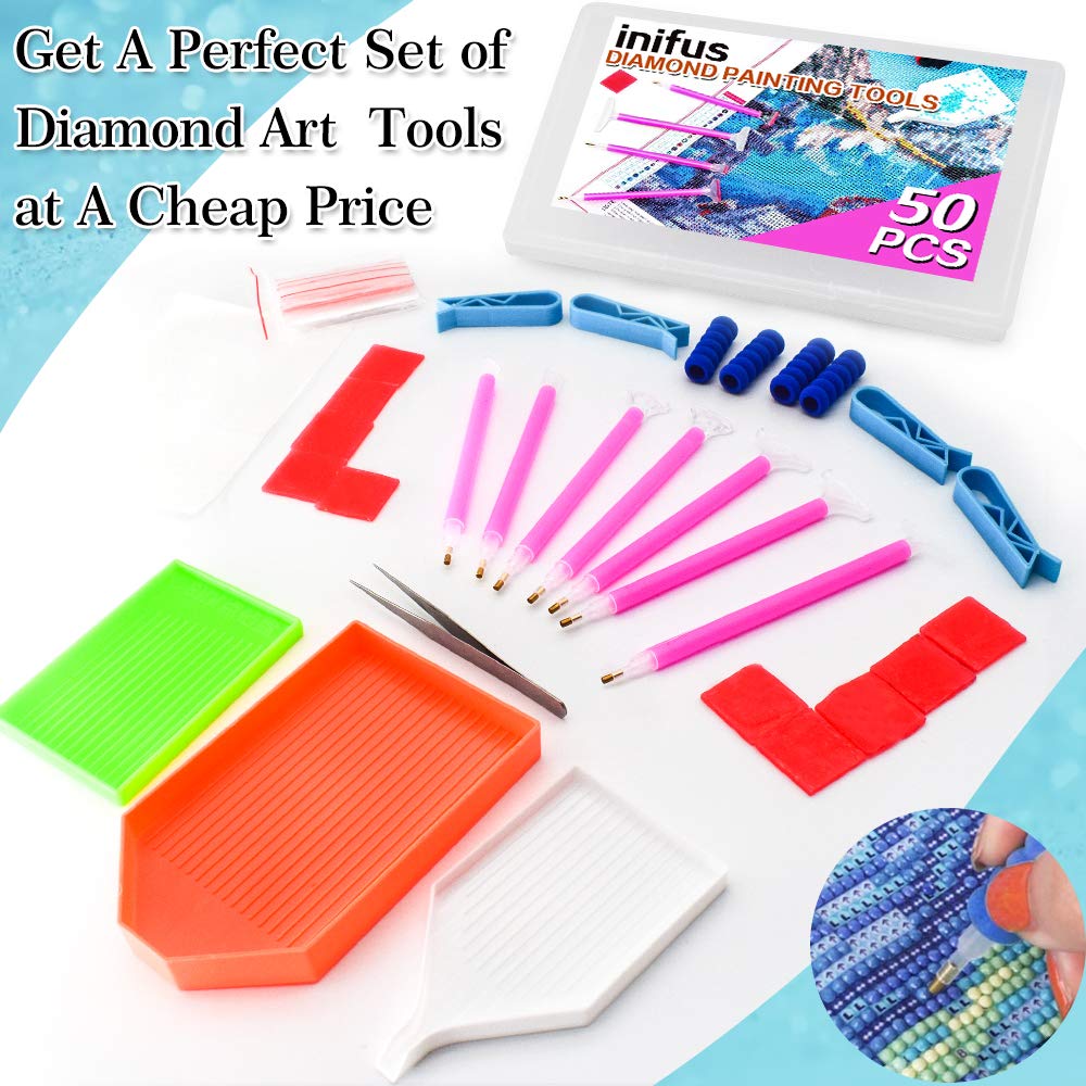 inifus 50 pezzi 5D fai da te Diamond Painting accessori e strumenti, Dimand Art Paintings Kit, kit per pittura con diamanti per adulti o bambini