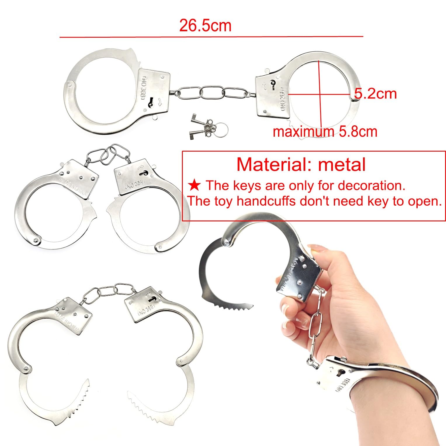 JZK Party dress up police hat and handcuffs for adult men women police officer costume accessory - Image 3