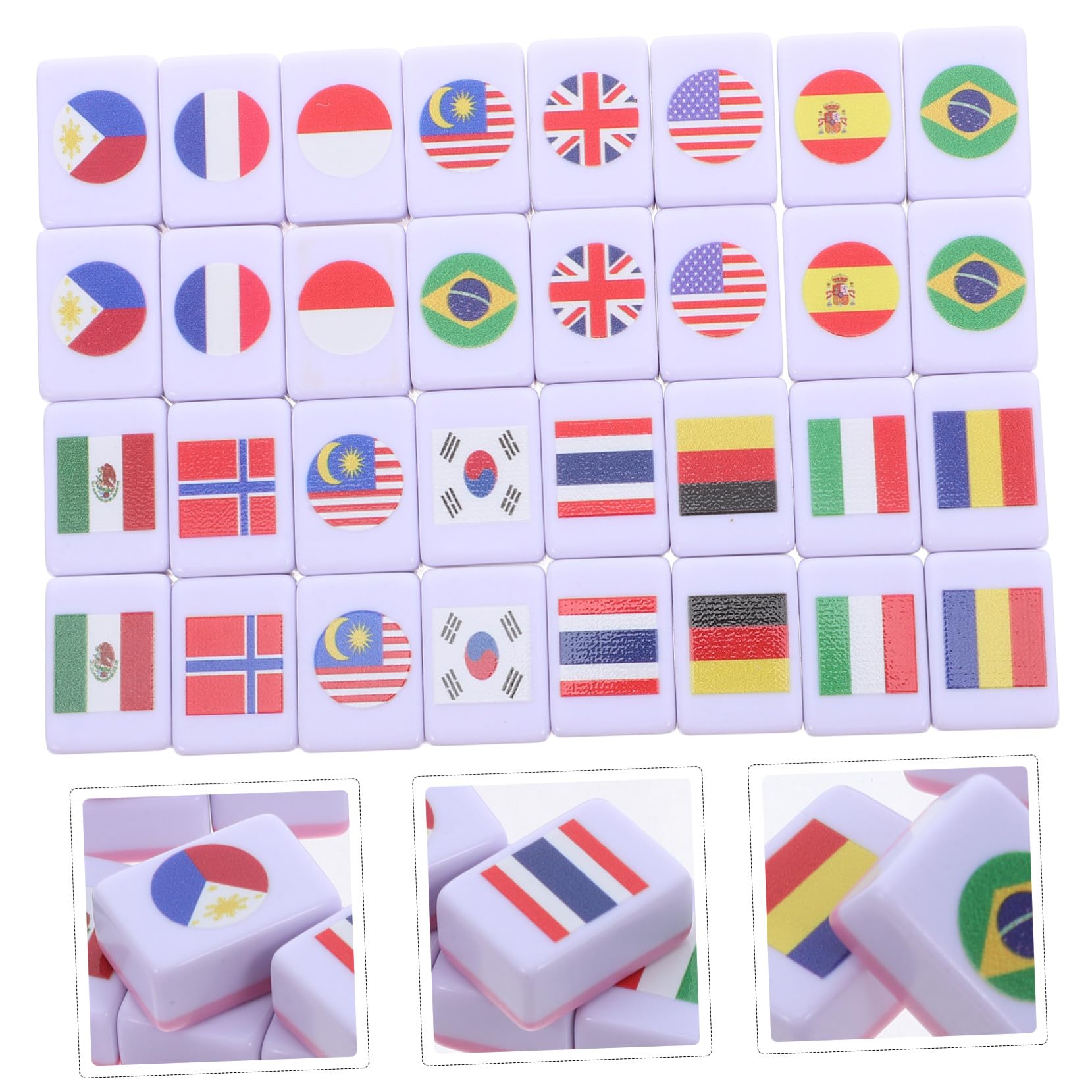 Mikinona 64 Sztuki Płytek Do Gry Planszowej Mahjong Z Flagą Narodową Gra Dopasowująca Edukacyjna Gra Geograficzna Travel W Kafelki Majong Tiles
