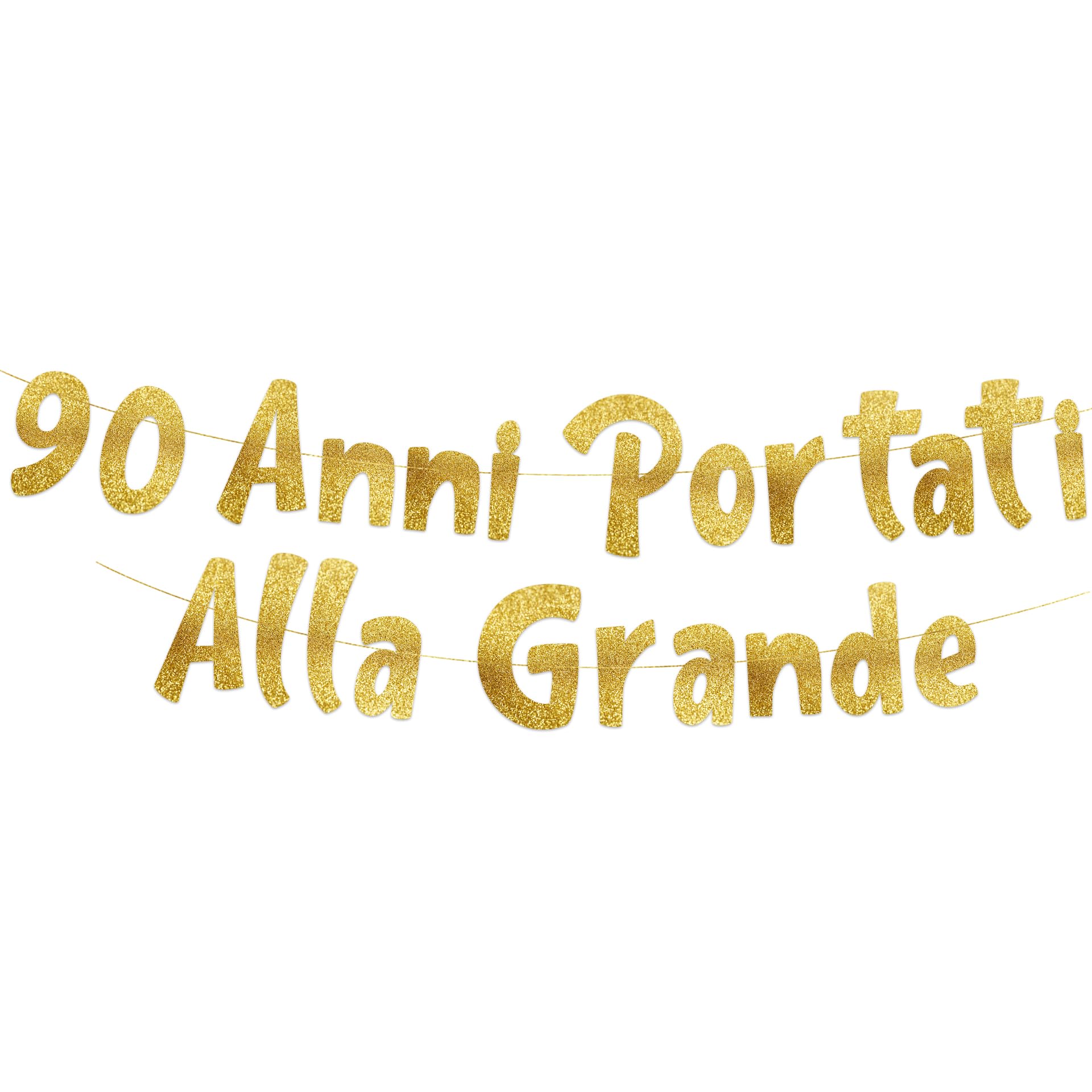 Striscione Buon Compleanno Dorato Con Glitter – Decorazione Per Feste Compleanno Bambini E Adulti, Oro E Nero - 3