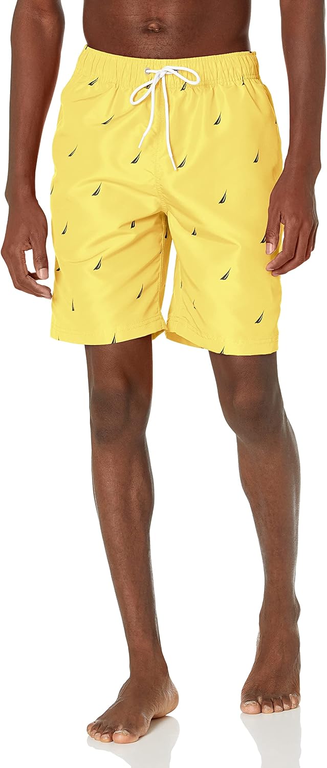 Nautica Men's Quick Dry All Over J-Class Sailboat Print Swim Trunk