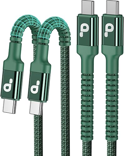 Miniatura 11 de Cable USBC de 10 pies, paquete de 2 cables largos USBC de carga rápida, cable trenzado de nailon USB C a USB C cargador de iPhone compatible con