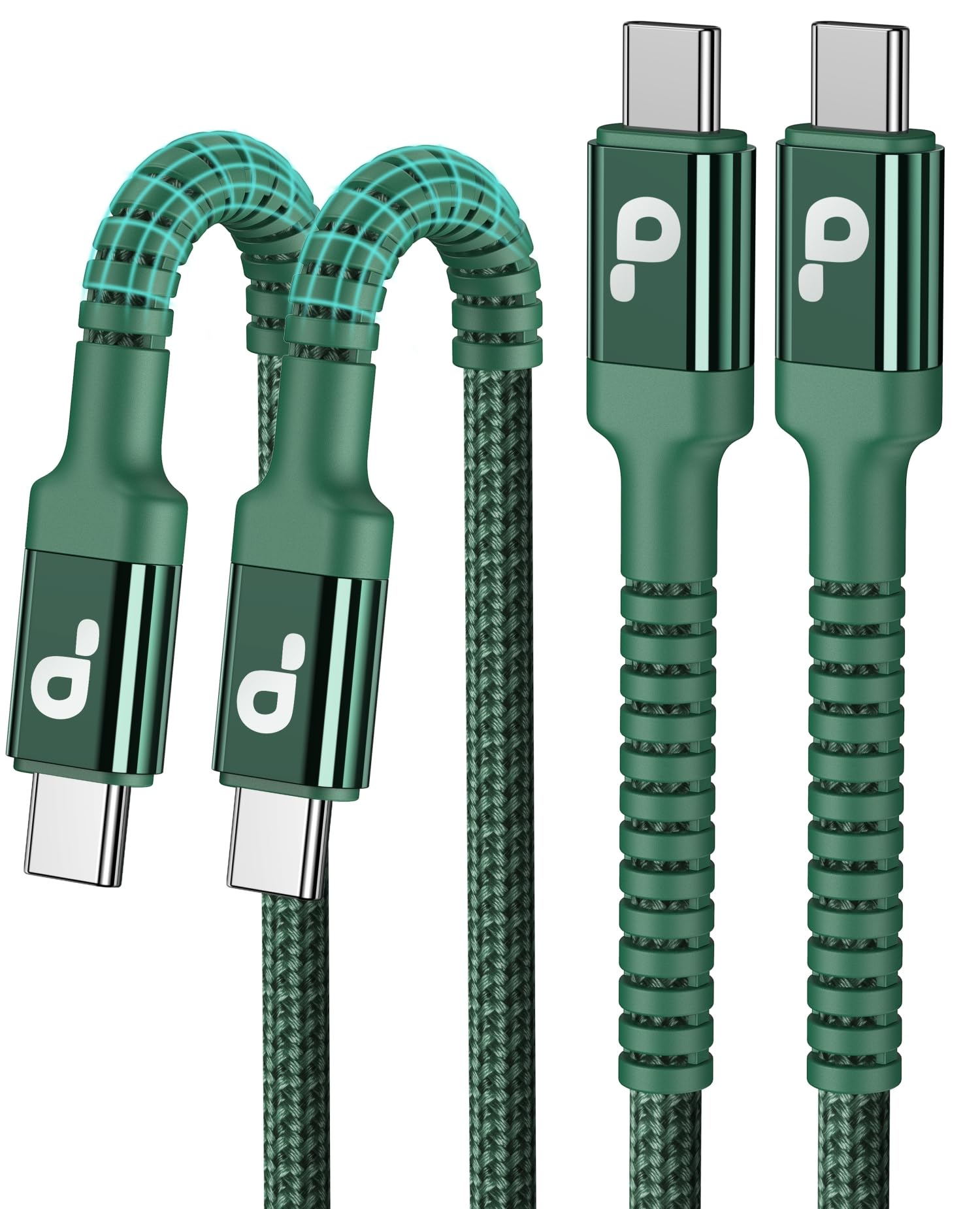 Cable USB C de 3 pies, paquete de 2 cables de carga rápida USB C a USB C de 66 W, cable de carga USB C corto USB tipo C a C, cable trenzado de nailon para iPhone 17/16/15/Pro Max/Plus/Samsung Galaxy