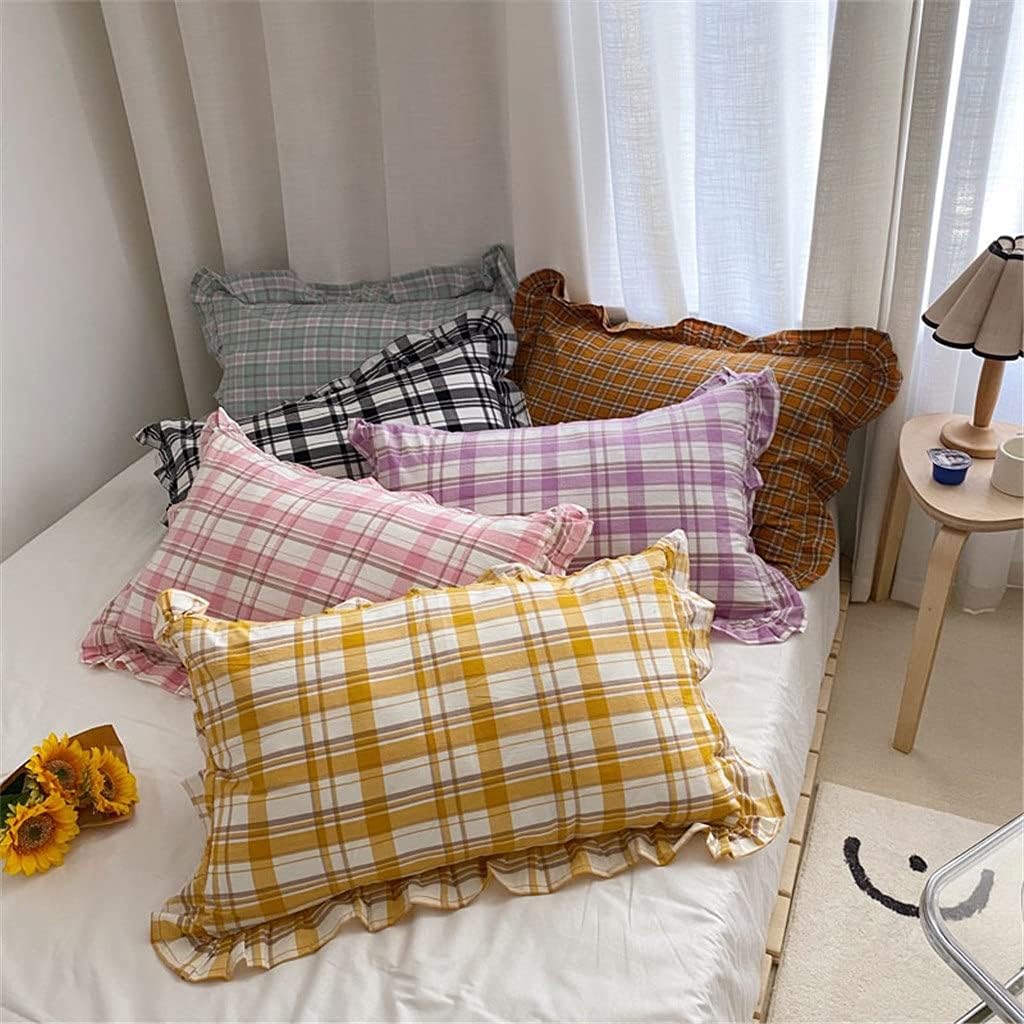 Retro Washed Cotton Pillow Case Ruffle Pillow Case Single Pillow Home Decoration Bedding Single Pillow Case(Style B)