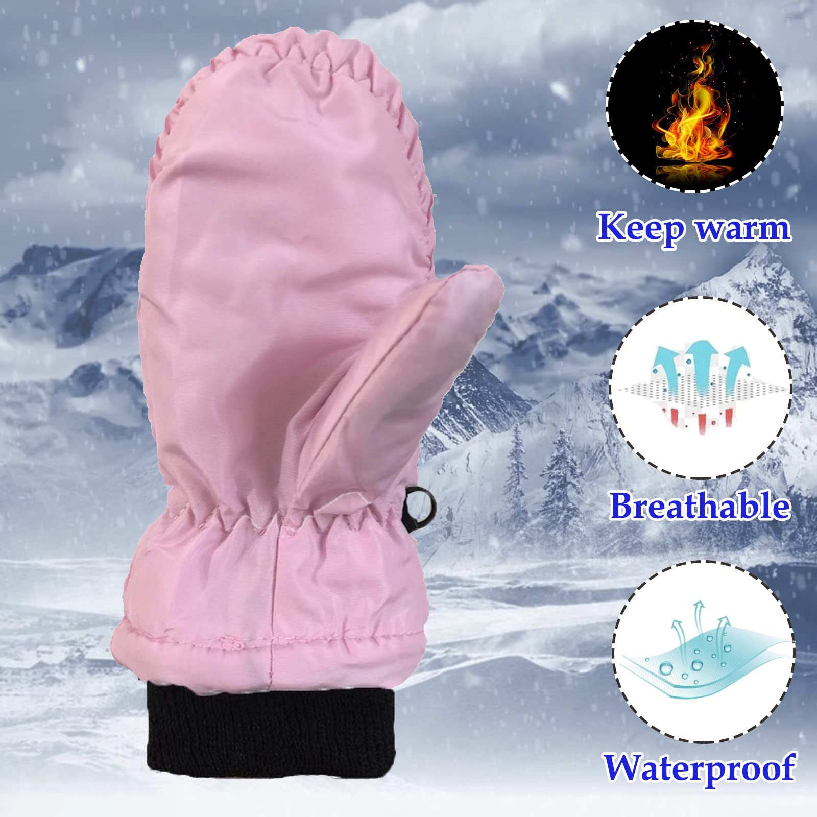 SRTUMEY Kinderen Thermische Handschoenen Peuter Ski Handschoenen Winddicht Waterdicht Winter Warm Wanten Jongens Meisjes Fleece Gevoerde Ski Handschoenen Sneeuw Wanten Handschoenen Kinderen