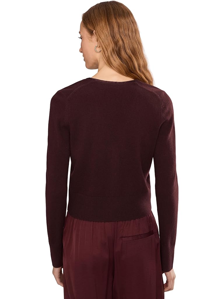 Red Vince Satin Button V-Neck Cardigan