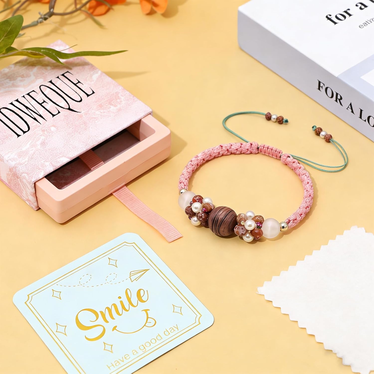 Bracelets for Women and Men, Healing Bracelets, Floral-shaped Bracelet, Natural Stress Relief Gifts Charm Bracelet, Handmade Braided, Adjustable Bracelets Jewelry for Him and Her
