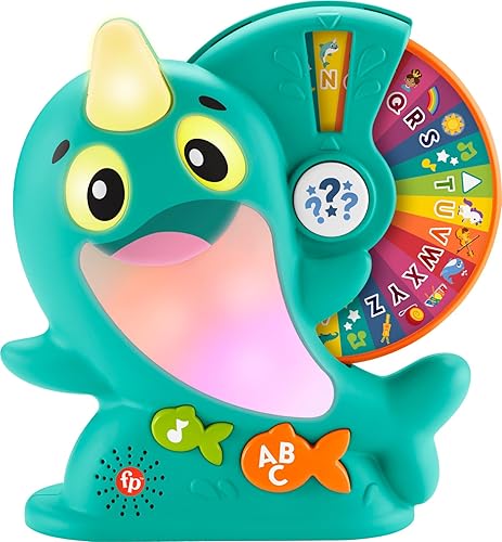 Fisher-Price Linkimals Juguete de aprendizaje ballena narval con luces interactivas, música y juegos educativos para mayores de 18 meses