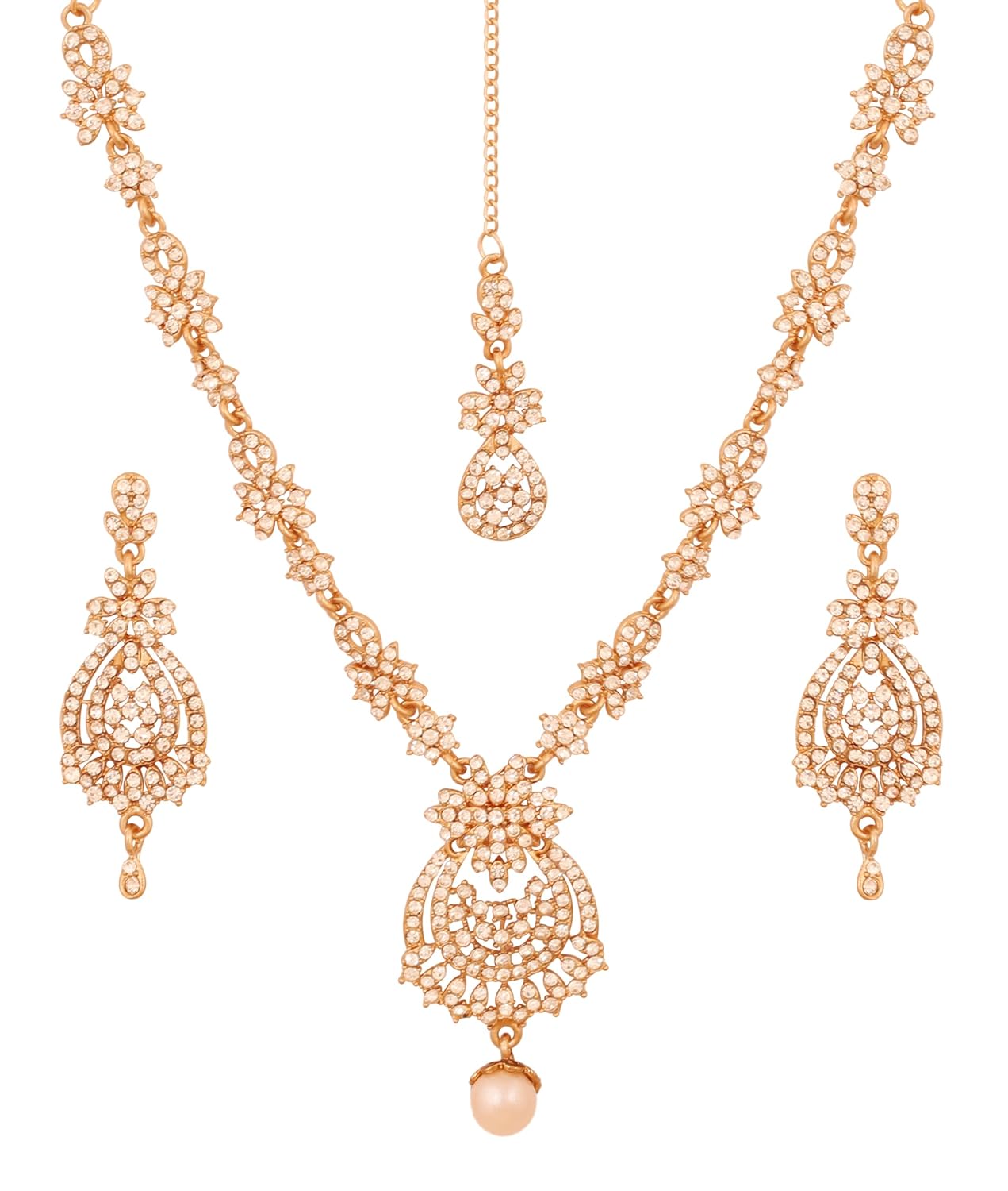 Touchstone Indian jewelry sets for women maang tikka wedding guest gold necklace bollywood jewellery set pageant elegant prom