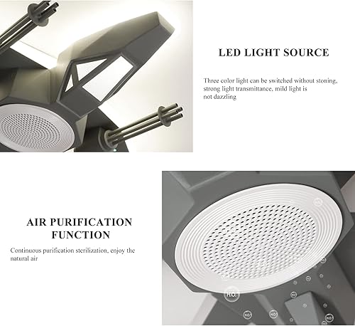 Miniatura 6 de Lámpara de techo para niños con forma de avión de dibujos animados, color gris, con pantalla acrílica, lámpara de montaje empotrado para habitación