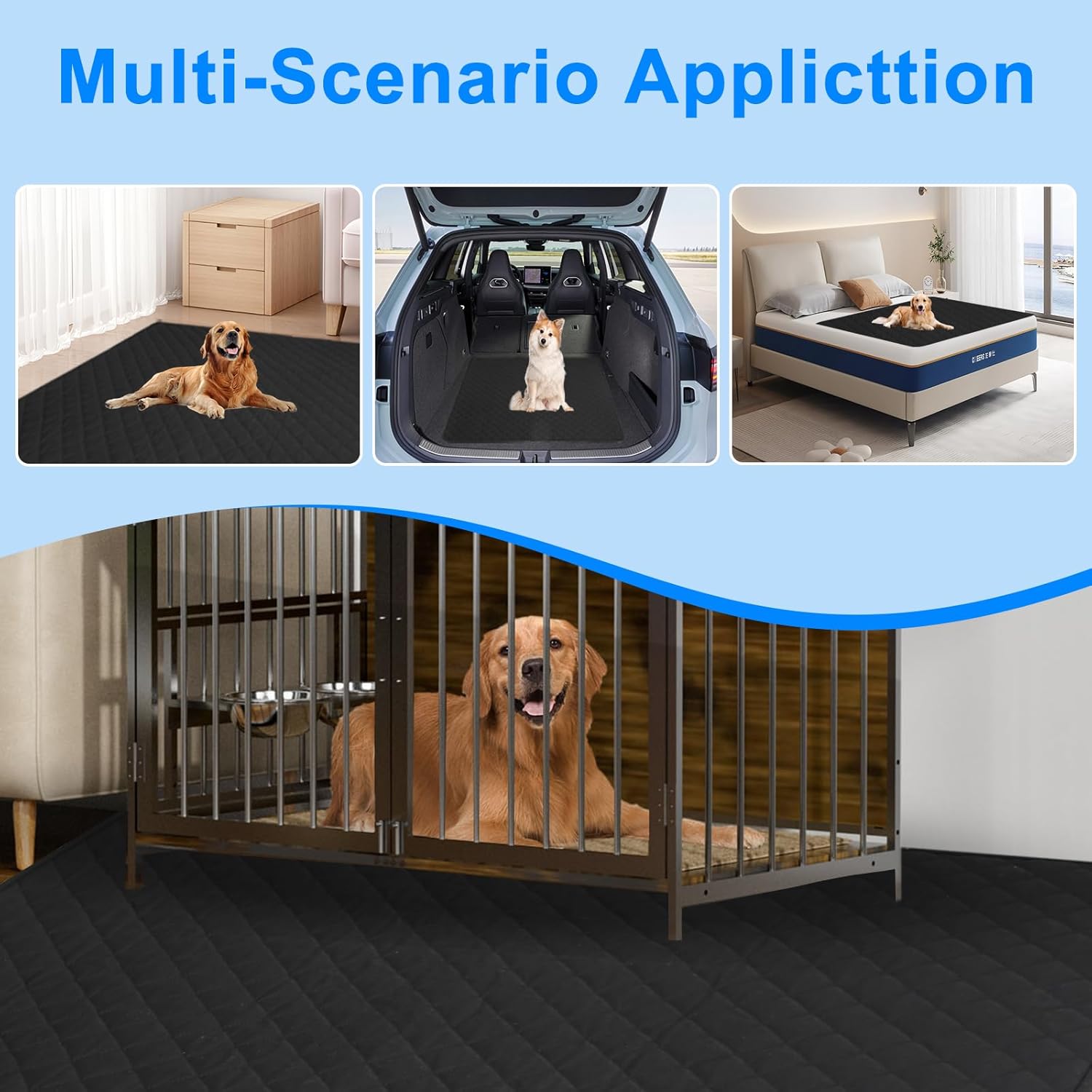 Washable Pee Pads for Dogs 72"×72" Reusable Puppy Pads Extra Large, Waterproof Pet Training Pads Leakage Non-Slip, Dog Pee Pads Whelping Pads for Playpen, Crate, Sofo, Car, Bed