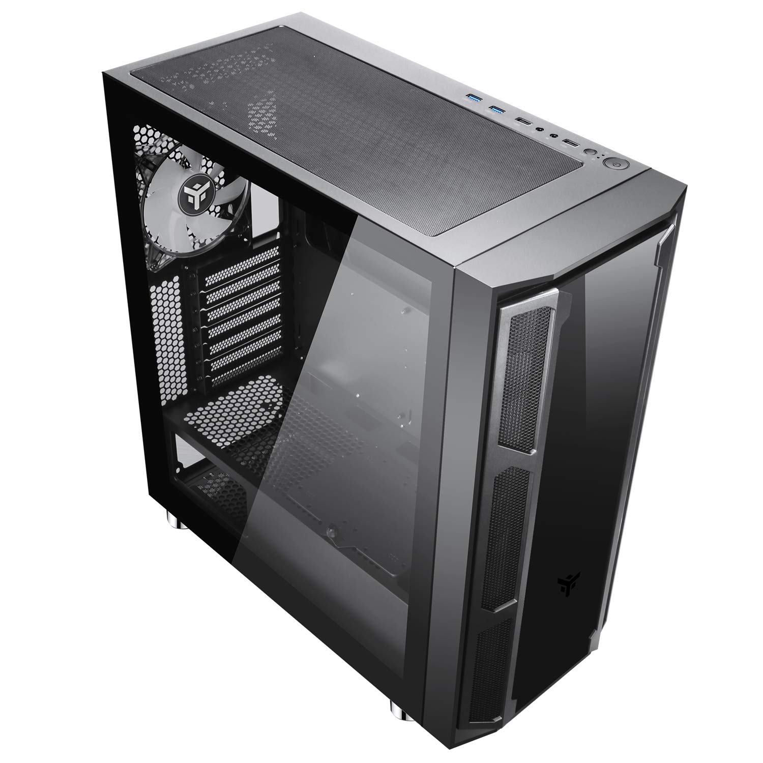 Itek MAJES 20 EVO – Case PC Gaming Full Tower ATX, 2x20cm Ventola, RGB Addressable, USB3, Pannello laterale e frontale in vetro temperato, Nero