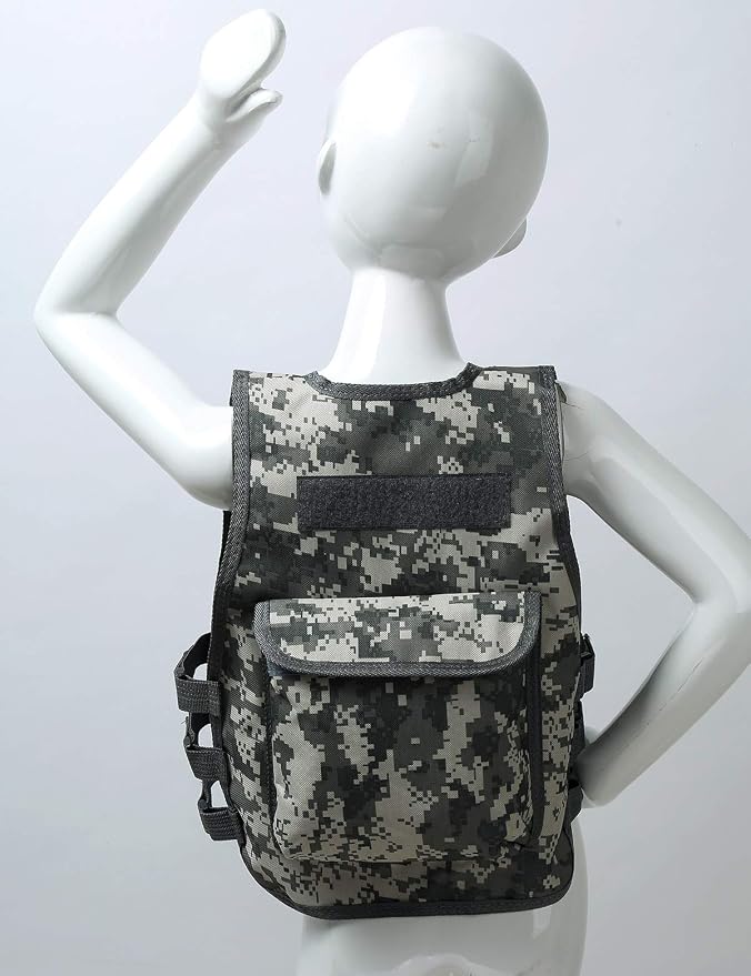 Freebily Gilet Camouflage Enfant Garçon - Veste Tactique Multi-Poches Pour Chasse, Camping Et Jeu CS