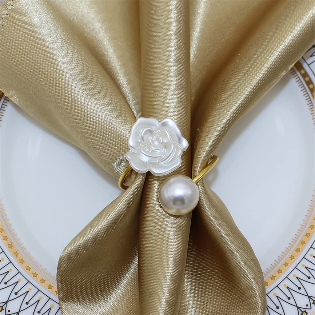 Servilletero Flor Perla Diseño Toalla Servilletero Hebilla Titulares Boda Fiesta Cena Mesa Decoración