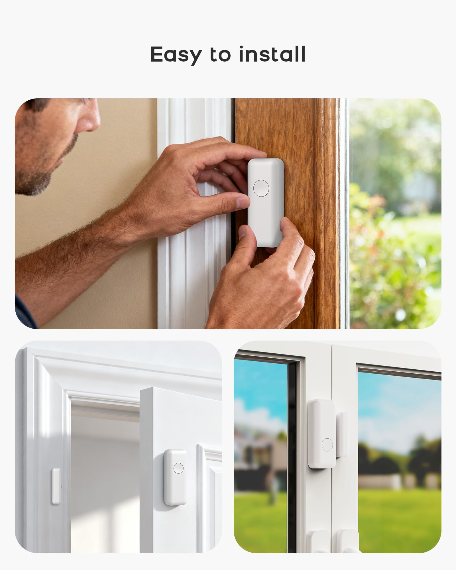 WiFi Door Alarm System, Wireless Alarm System 5 Piece Kit with Phone APP Alert Alarm Siren Door Window Sensor Motion Sensor Compatible with Alexa No Contract Ideal for Home