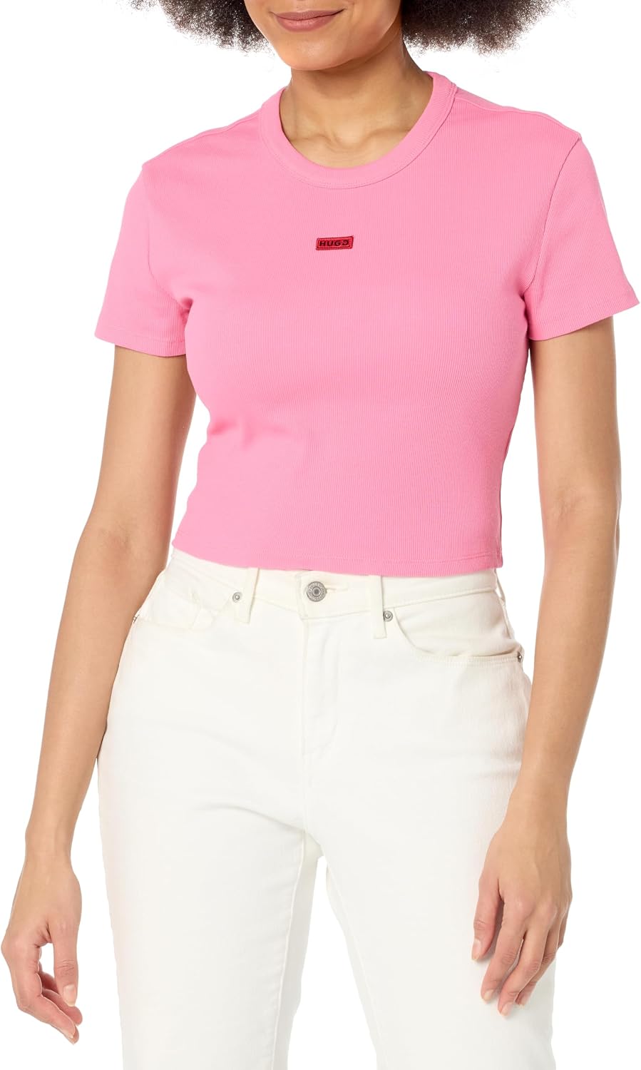 Hugo Women's Small Logo Fitted Crop Tshirt