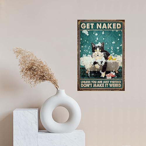 Miniatura 3 de Cartel de metal retro para decoración de pared, diseño de gato negro, bañera, decoración divertida para el hogar, bar, baño, granja, jardín, placa