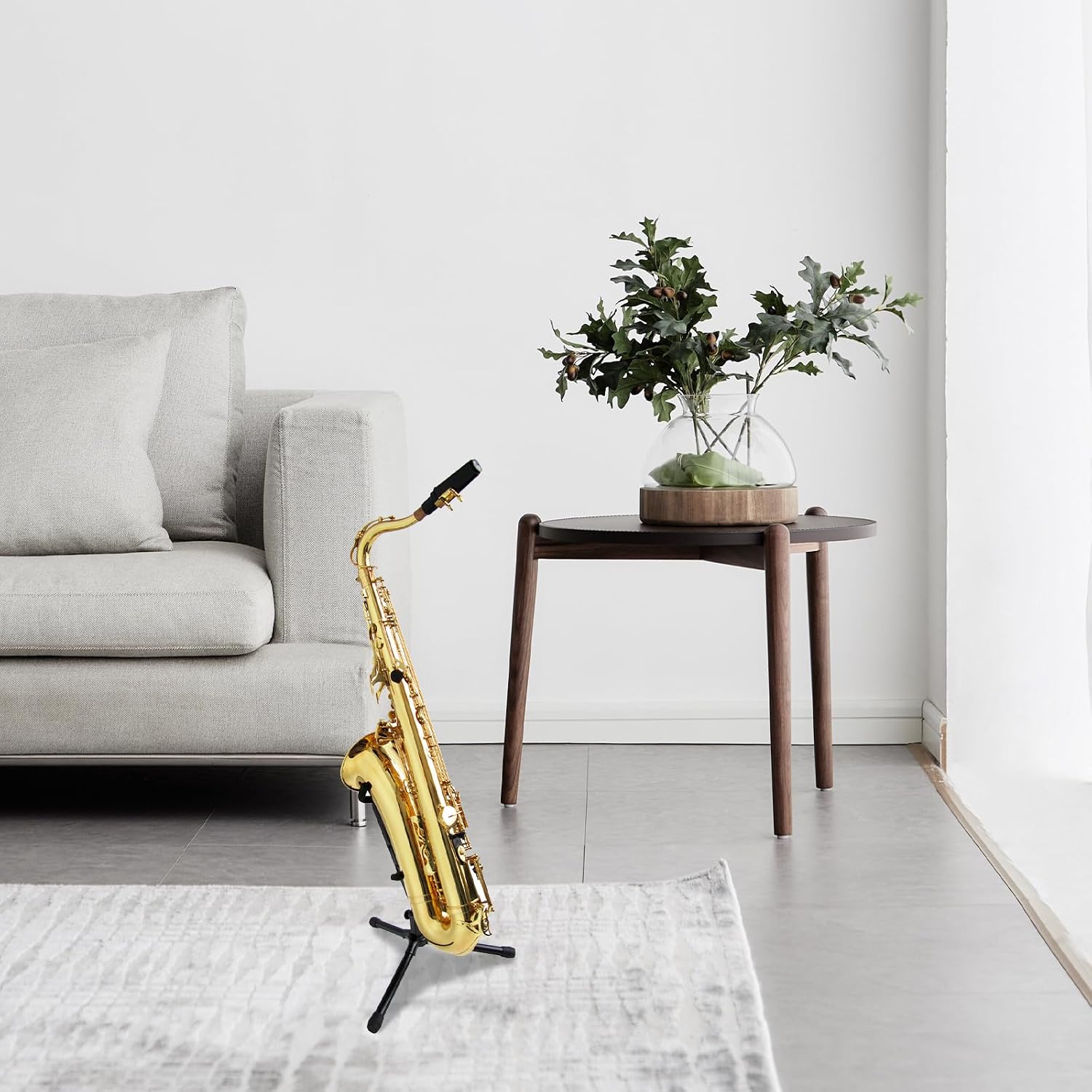 Adjustable Saxophone Stand 18.86in Saxophone Display Stand Portable Tripod Black Floor