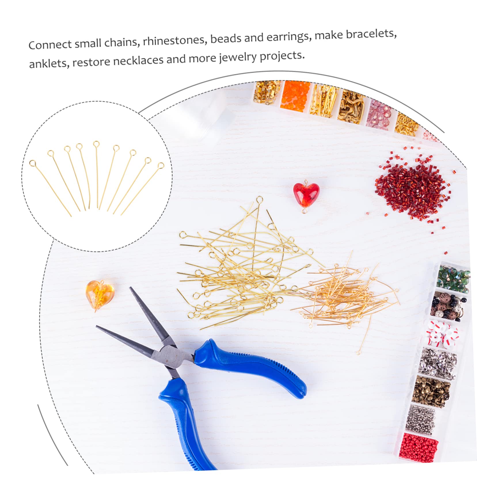 VILLCASE Stainless Steel Gold Plated Eye Pins 100pcs Jewelry Making Pins for DIY Earrings