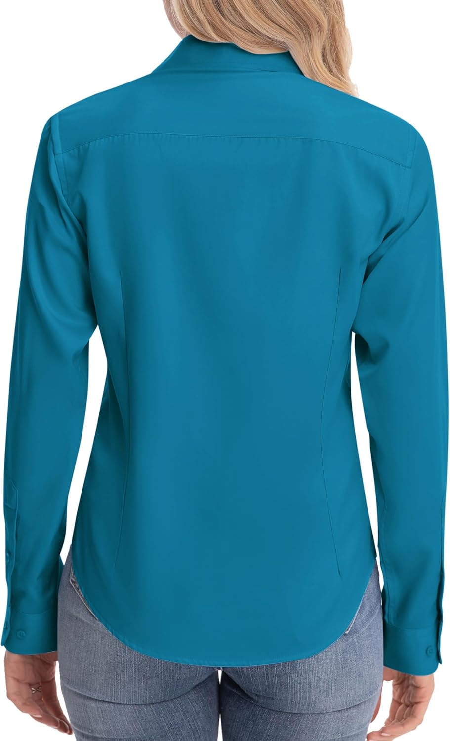 siliteelon Womens Classic-Fit Dress Shirts Long Sleeve Button Down Wrinkle-Free Stretch Solid Casual Work Office Blouse Top - Image 8