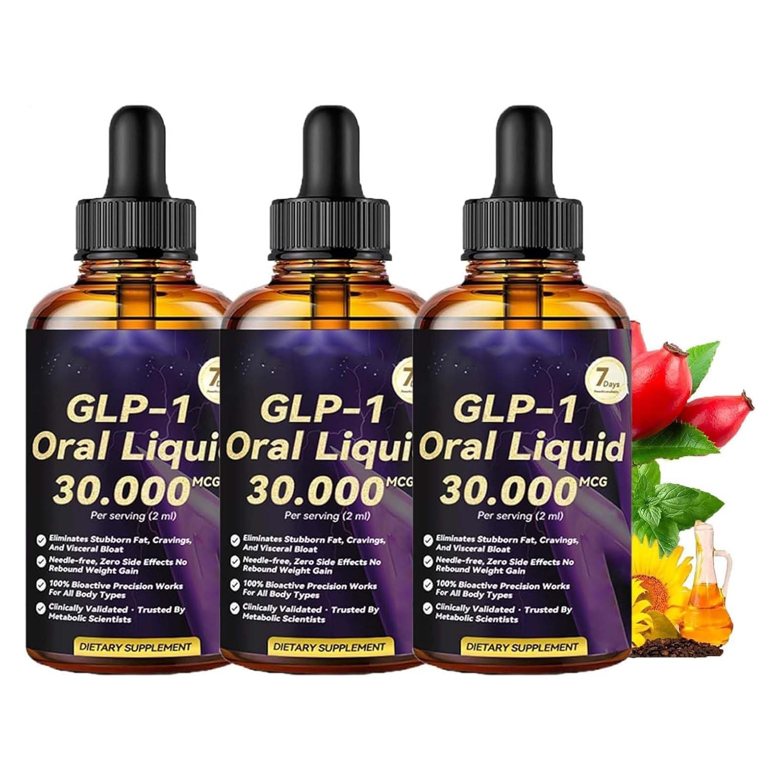 Dormoran GLP-1 Oral Liquid, GLP-1 Slimming Drops for Weight Loss, Dormoran GLP 1 Peptide Complex Serums, Natural Plant Extract GLP 1 Supplements Concentrate, for Men & Women (3)