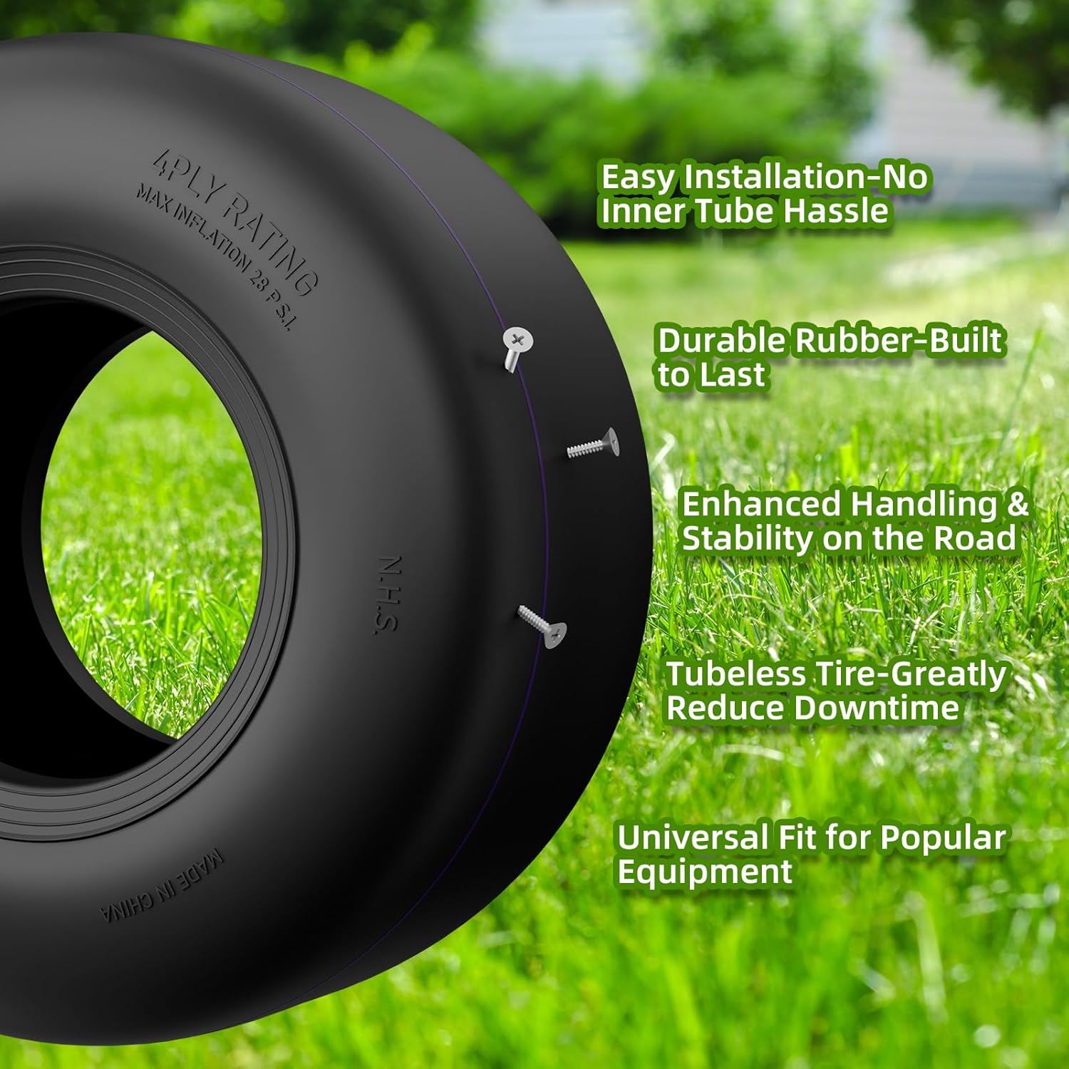 RONPOW 13x6.50-6 Tubeless Lawn Mower Tires, 13x6.5-6 Zero Turn Turf Tire, 4 Ply Rubber Smooth 13x6.50x6 Garden Tractor Tires for Residential and Commercial, 2Pack Tubeless, Load 480LBs