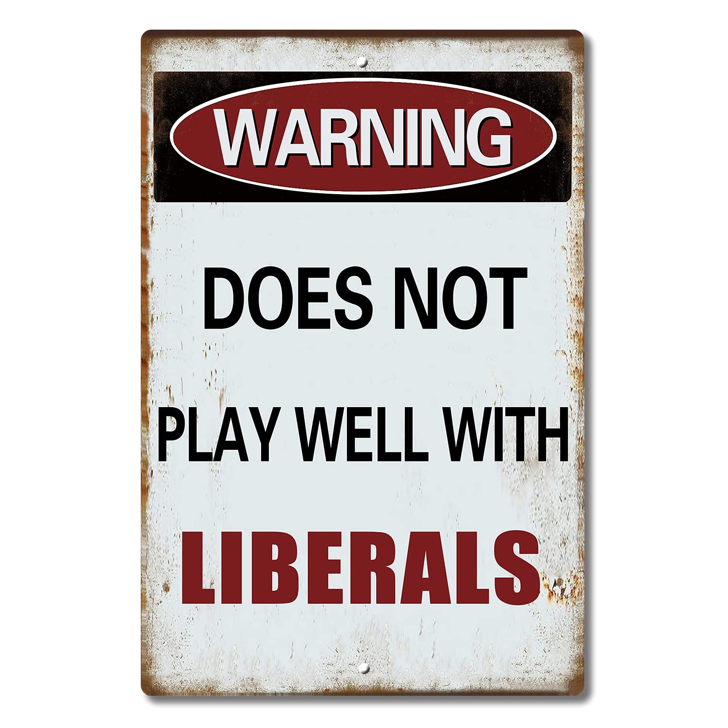 Funny Sarcastic Metal Tin Sign Man Cave Bar Decor Warning Does Not Play Well with Libles 12 x 8 Inches