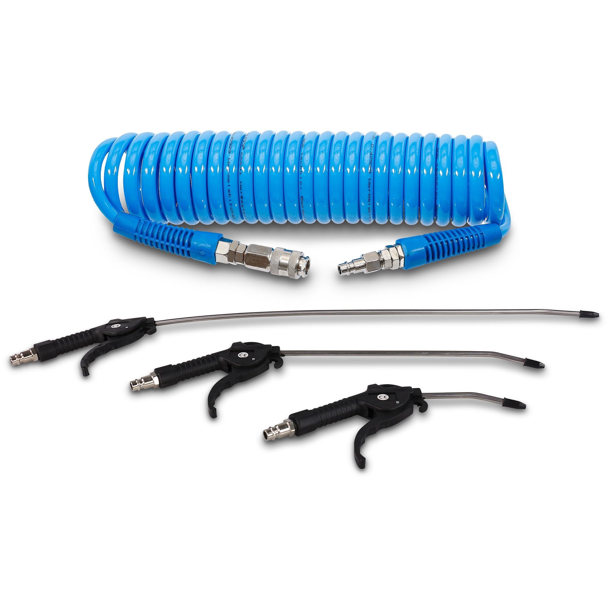 Set di Pistole ad Aria compressa 3 pz. + Tubo a Spirale per Aria