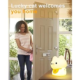 Amaredom Waving Kitten Night Light, Cute Cat Lamp, Silicone Dimmable Nursery Nightlight, Rechargeable LED Bedside Lamp with 20 Minutes Timer & Tap Control Baby Girls Women Bedrooms, Living Room
