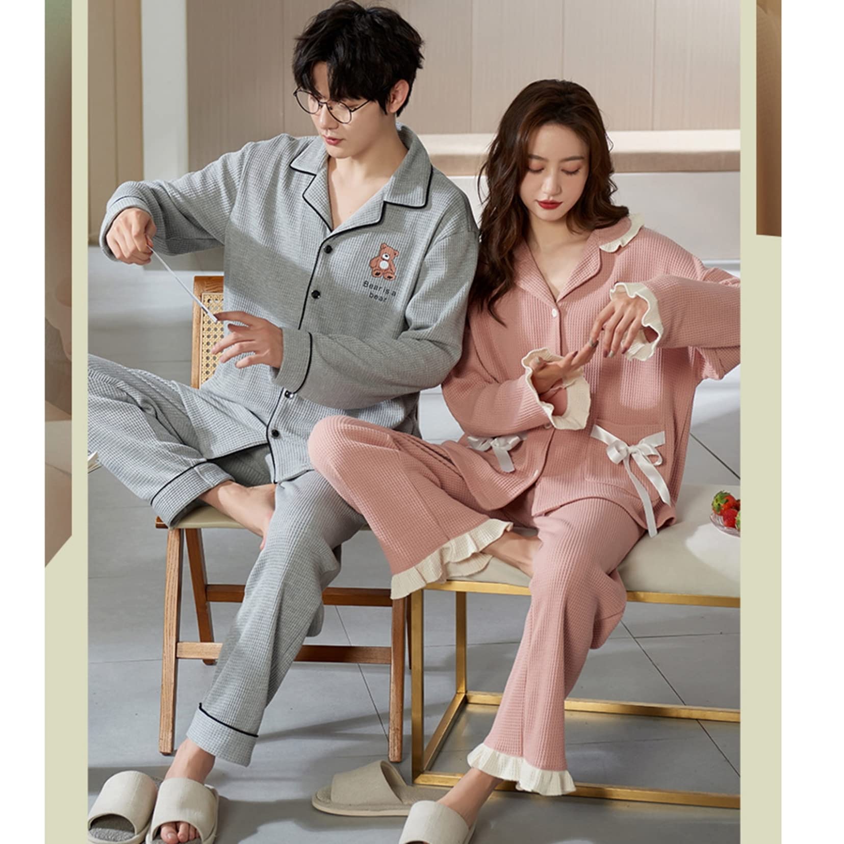 レディースＳ、メンズＬサイズペアパジャマ 楽天市場】ルームウェア フリースパジャマ ペア パジャマ 秋冬