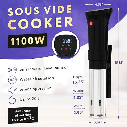 Miniatura 2 de APQ - Olla Sous Vide de 1100 W, cocina profesional de inmersión térmica con abrazadera ajustable, máquinas Sous Vide con temperaturatemporizador