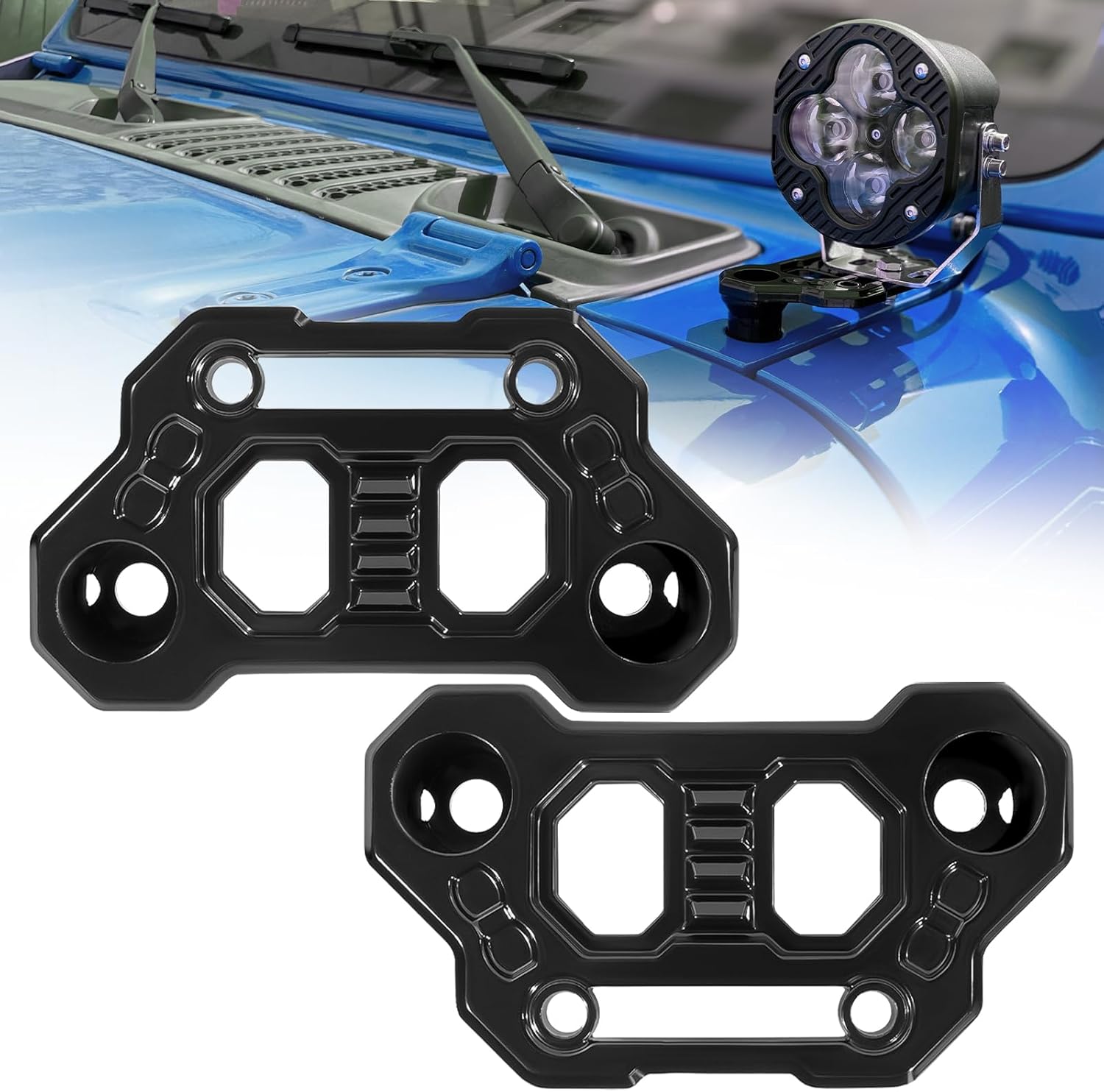 Gladiator Light Mount Pod Bracket - Wrangler JL Light Bar Hood Mounting Brackets, A-Pillar LED Fog Light Ditch Mount Compatible with 2018-2025 Jeep Wrangler JL JLU 4xe Gladiator JT Accessories - Black