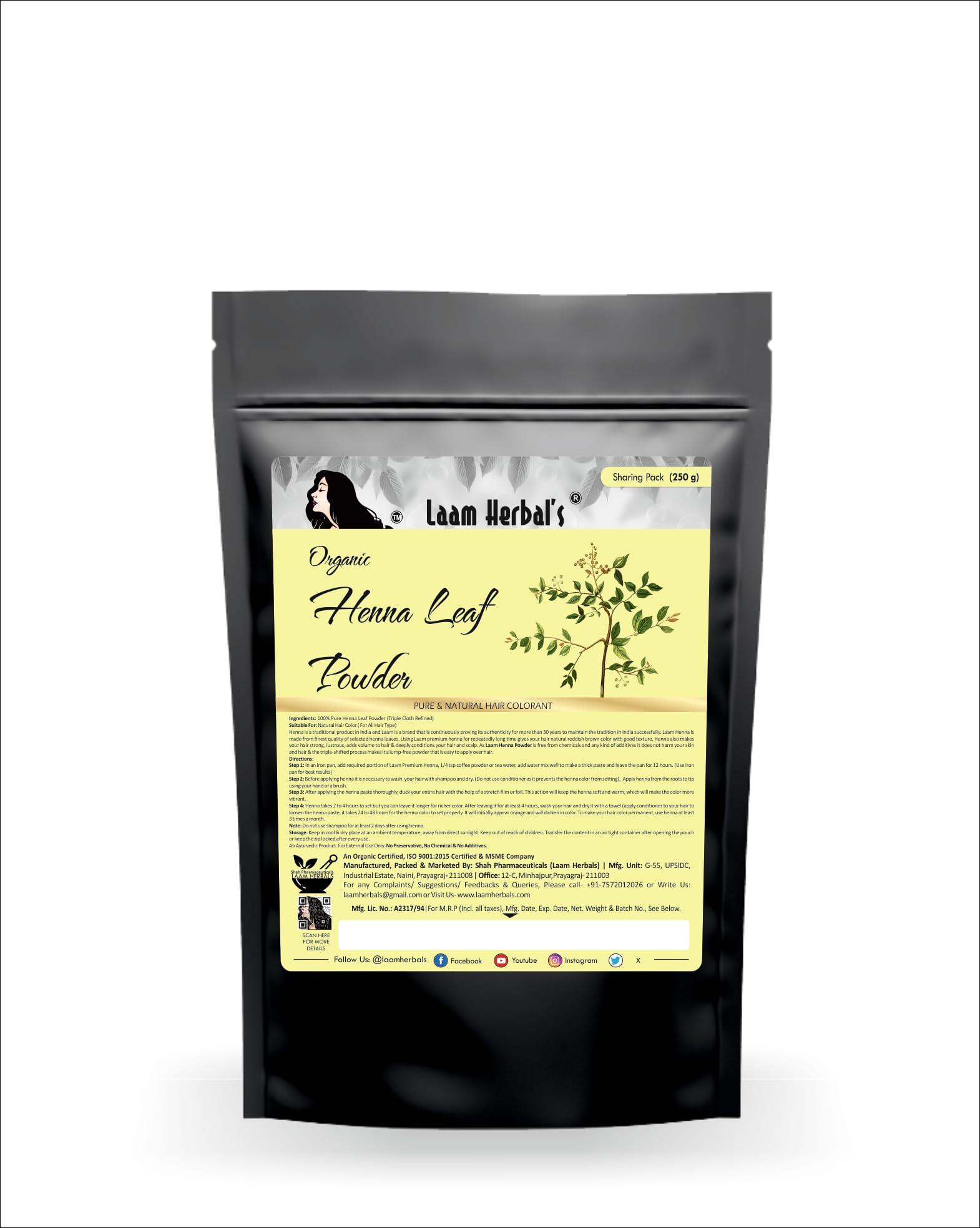 Heena Powder | Pure & Natural Henna | No Additives, No Preservatives, No Scent, No Color Added 250 g-image-10
