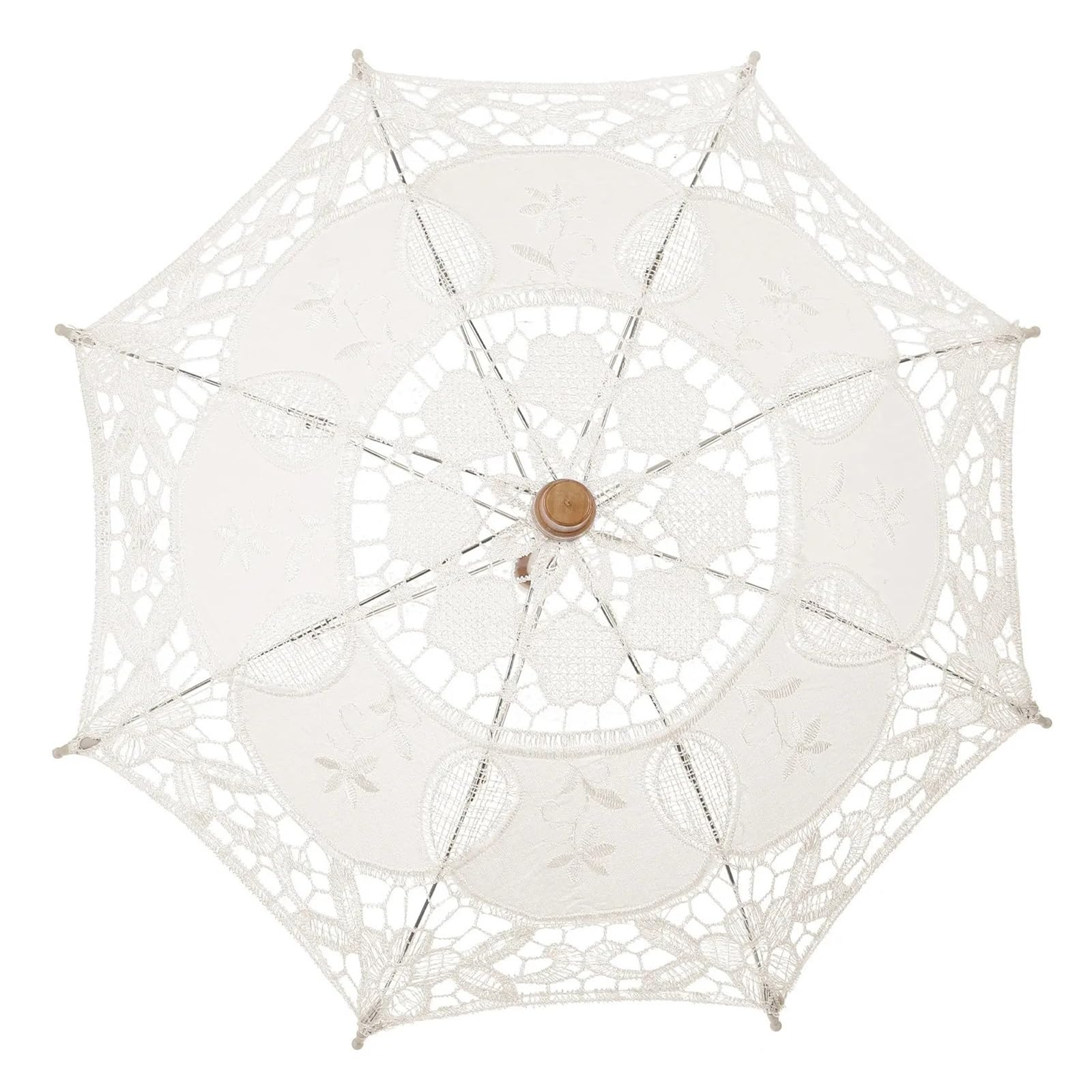 Wedding Lace Parasol Elegant Lace Umbrella Wedding Parasol Vintage Bride Wood Handle Photography Prop Bridal Costume Accessory for Bride, Party Decor, Dance Props(White)