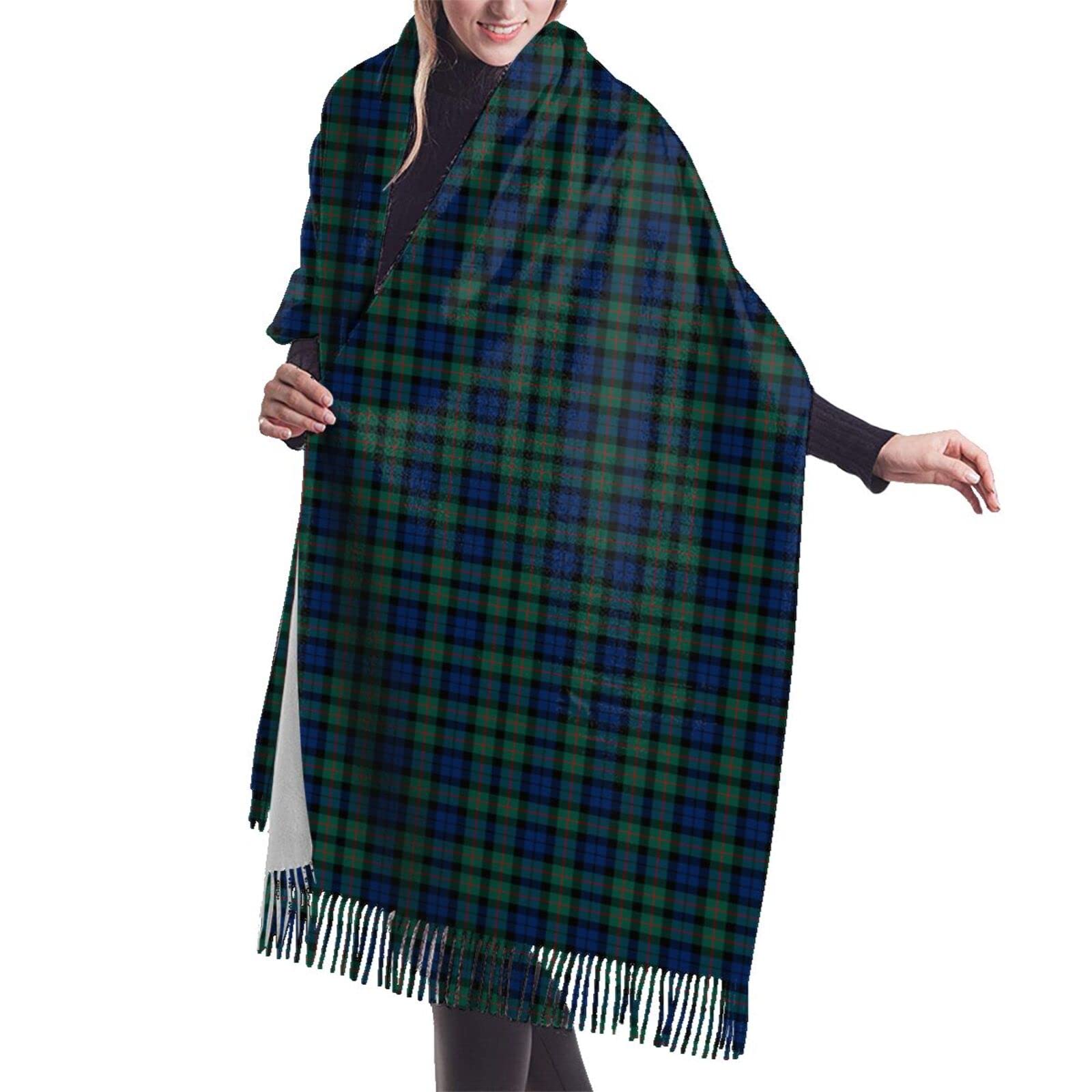 GQWJKSZ Clan Maccallum Tartan Women'S Long & Wide Clan Macpherson Dress Tartan Cashmere Feel Shawl Wrap Winter Warm Scarf 77x27inch