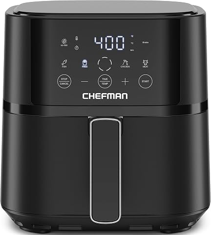 Chefman 4 Qt Compact Air Fryer with Touchscreen Controls and Hi-Fry Technology