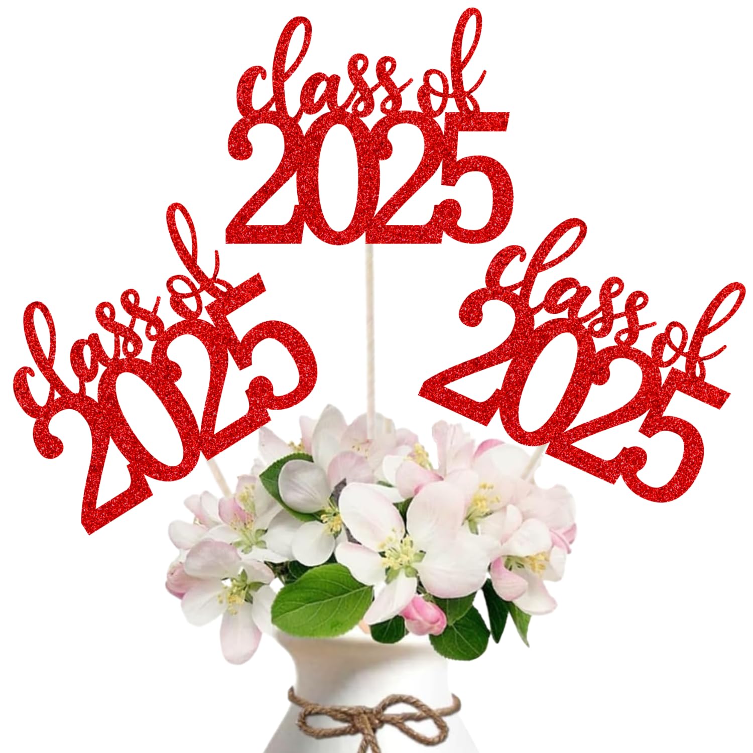 ALISSAR 12 Pack Pre-assembled Double Sided Class of 2025 Graduation Party Centerpiece Sticks, Centerpiece Table Decorations for 2025 Graduation Party