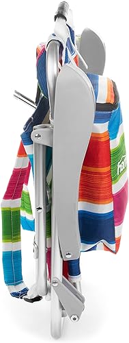 Miniatura 6 de Homevative Silla de playa tipo mochila plegable con 5 posiciones, toallero, bolsa para la nevera, bolsa de almacenamiento, portavasos y soporte para