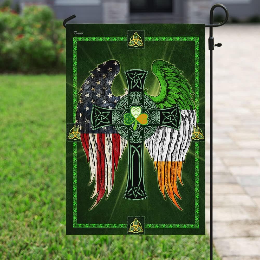 FLAGWIX St Patricks Day Decorations - Irish American Flag, House Flag (29.5" x 39.5") - USA House Garden Flags Premium Polyester - Decorative Outdoor Flags