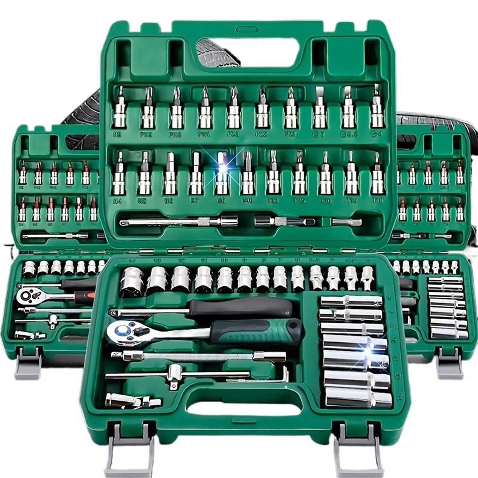 Kit de Herramientas reparación automóviles, 46/53 Piezas, Juego Llaves Vaso, Llave dinamométrica trinquete para Hogar o Garaje
