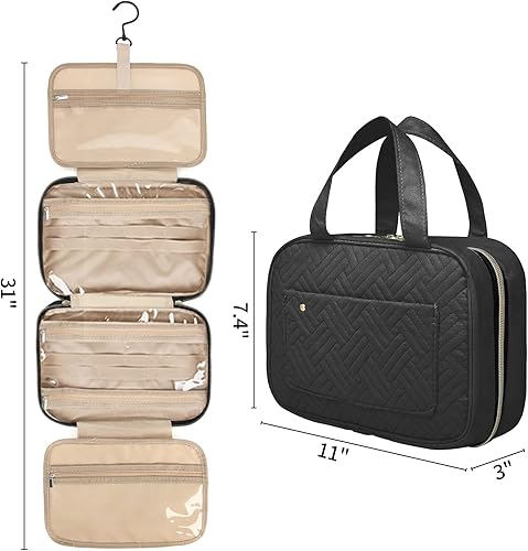 Miniatura 2 de qozabualy Neceser de tamaño de viaje estuche de maquillaje bolsa de cuidado de la piel bolsa de aseo colgante para mujeres que viajan con 4