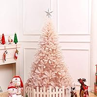 Vista 11 de BestComfort 6ft/7ft Pink Artificial Christmas Tree, Unlit Hinged Spruce Full Tree with 617/937 Branch Tips and Metal Stand, Easy Assembly, 7FT