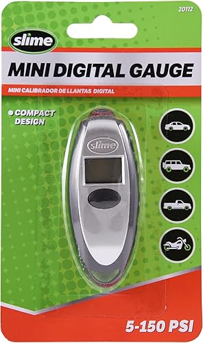 Slime 20112 Medidor de Neumáticos, Mini Digital, 5-150 psi, Compacto y Preciso