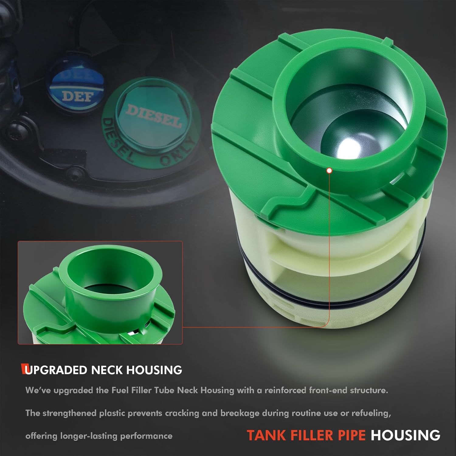 Fuel Filler Tube Neck Housing w/Diesel Gas Cap Fit for Dodge Ram 1500 2014-2019 Ram 2500/3500 2010-2012 Diesel Engine - Replace# 52029931AD, 52122665AE, 52029561AA